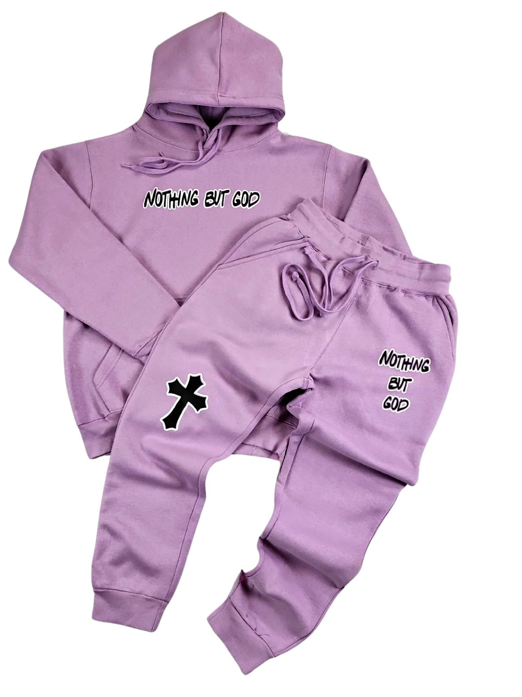 Nothing But God Sweatpants Hoodie Set Lilac He Reigns Official